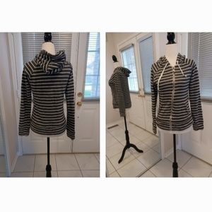 Free Add-on - Gray & White Striped Zippered Hoodie - Size XS
